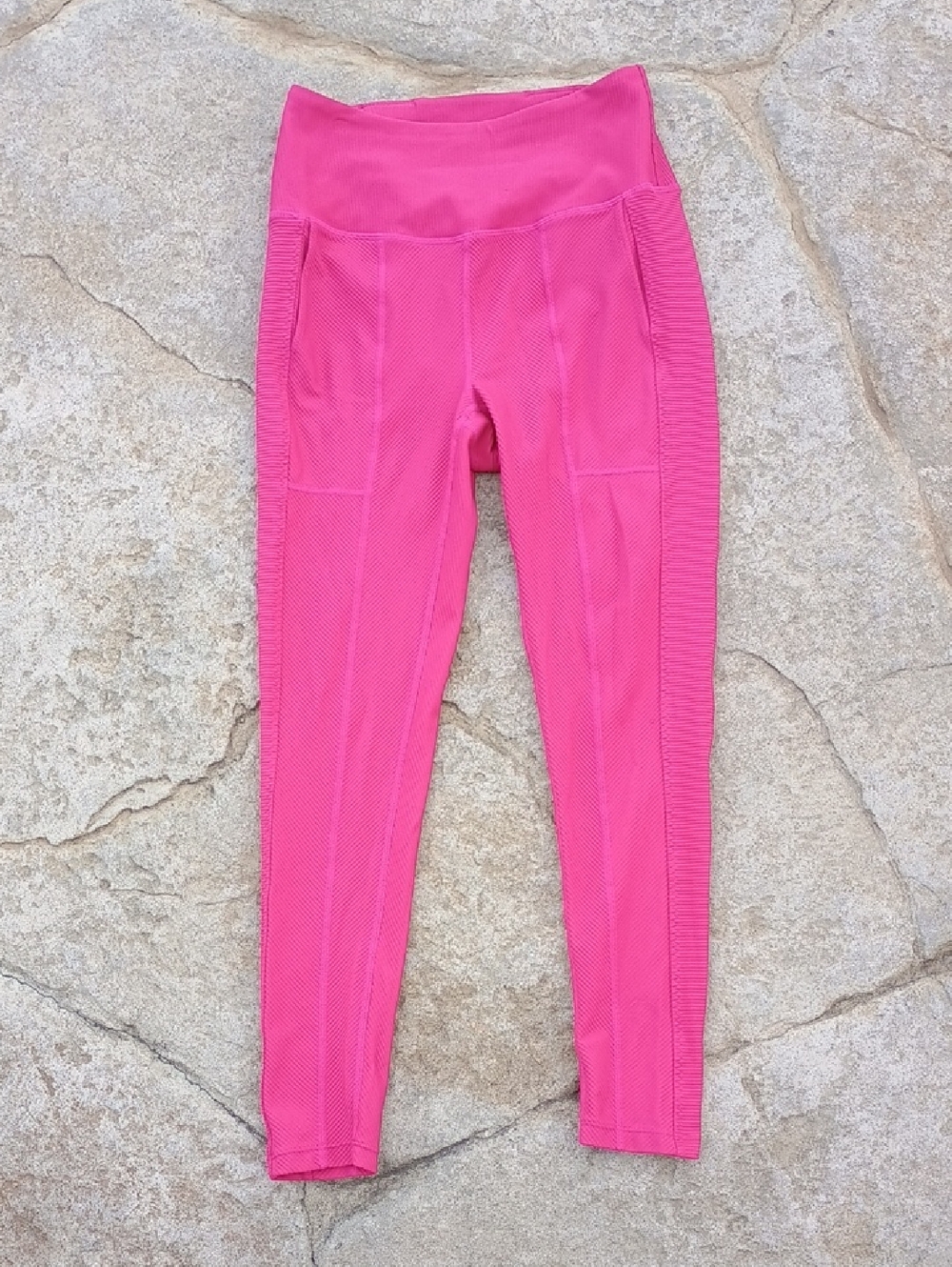 Free People Movement Hot Pink Ribbed Leggings With Pockets Size Small